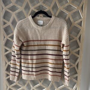 Cozy Beige Striped Sweater